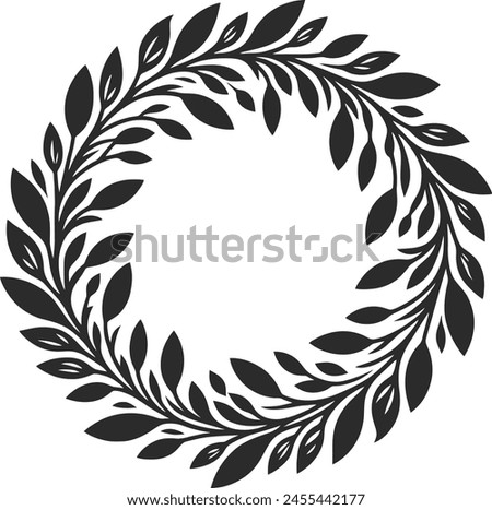 Laurel wreath circle frame isolated on white background. Vector illustration.