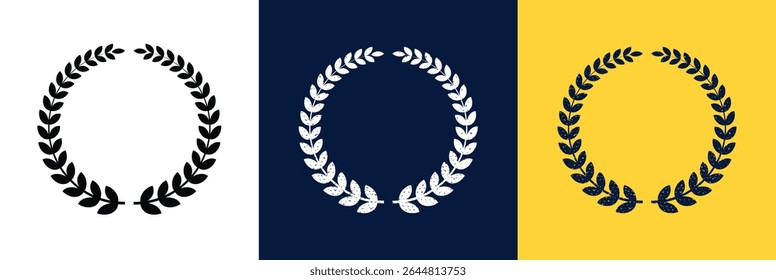 Marco del círculo de la corona de laurel en tres colores