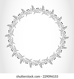 Laurel wreath circle tattoo. Black stylized ornament, leaves with berry sign on white background. Victory, peace, glory symbol. Vector isolated