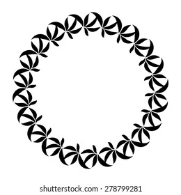Laurel wreath circle tattoo icon. Black stylized ornaments, signs on white background.  Victory, peace, glory symbol. Vector isolated