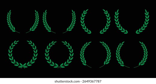 Ilustración vectorial de círculo de corona de laurel y un fondo