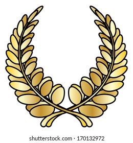 A laurel wreath / circlet / crown. In gold.