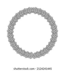 laurel wreath circular crown icon