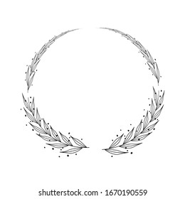 A laurel wreath. circular wreath. interlocking branches and leaves of the bay laurel vector.
