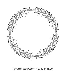 A laurel wreath. circular wreath. interlocking branches and leaves of the bay laurel vector.