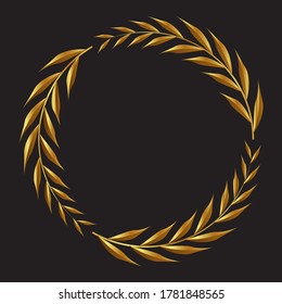 A laurel wreath. circular wreath. interlocking branches and leaves of the bay laurel vector.