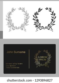 Laurel wreath for classical emblem on a black background vector graphics
