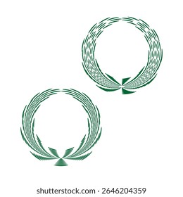 Laurel wreath collection. Victory crown symbols. Vector award frames. Green honor circles.