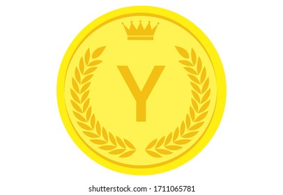 Laurel wreath and crown alphabet coins, Y