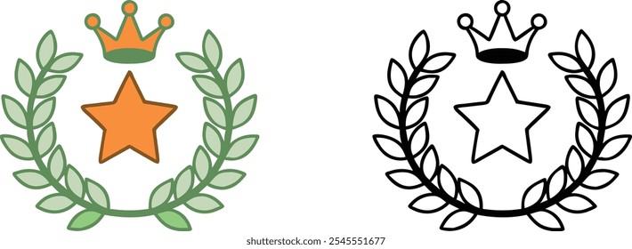 Laurel Wreath Crown Star Award Achievement Icon