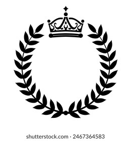 laurel wreath with crown	- vetor illustration