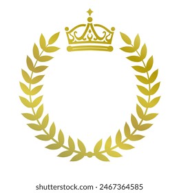 laurel wreath with crown	- vetor illustration