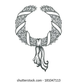 laurel wreath decorated with ribbon