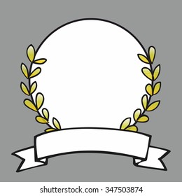 Laurel wreath decorative vector frame on grey background