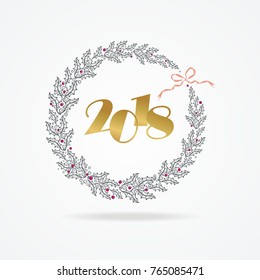 Laurel wreath. Design element for Christmas and New Year
