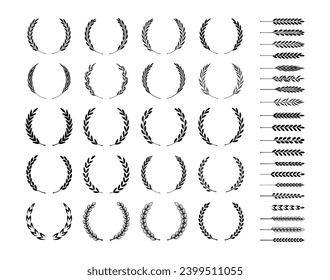 Laurel wreath design element set