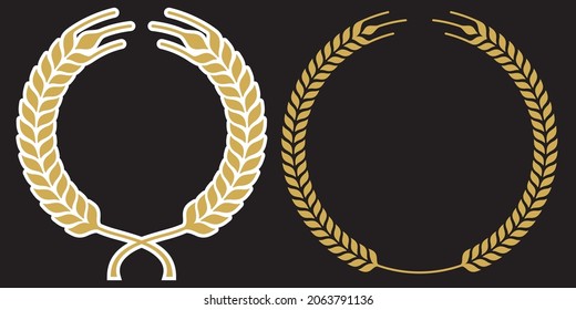 Laurel wreath designs for beer or whiskey labels or marketing
Vector illustration set circular wreaths of wheat, rye or barley.