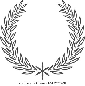 A laurel wreath with detailed branches isolated on a white background - symbol of victory and achievement. Design element for construction of medals, awards, coat of arms or anniversary logo