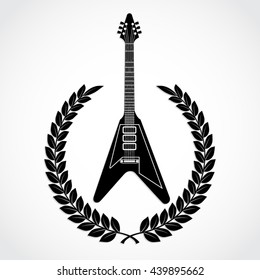 laurel wreath with electric guitar / vector illustration