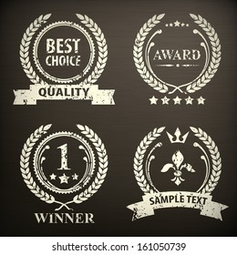 Laurel wreath emblem, isolated on black, vector illustration