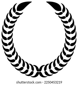 Laurel Wreath Emblem Leaf Circle Sihouette Success Award Winner Victory Symbol Icon Object Isolated Sign Vector Illustration