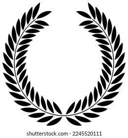 Laurel Wreath Feather Leaf Circle Decoration Sign Nature Icon Vector Illustration