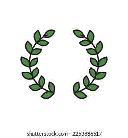 Laurel wreath filled color icon. linear style sign for mobile concept and web design