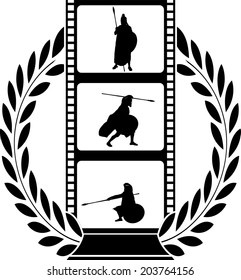 laurel wreath and film with warrior