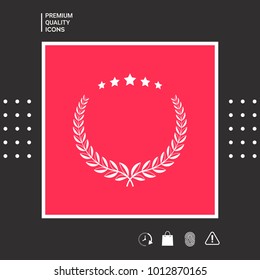 Laurel wreath with five stars - design symbol