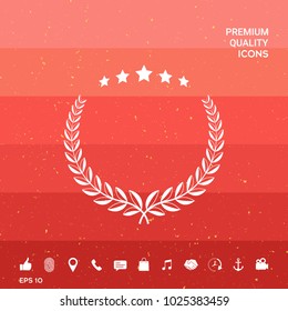 Laurel wreath with five stars - design symbol