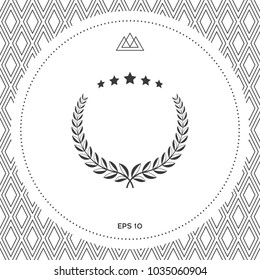 Laurel wreath with five stars - design symbol