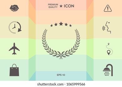 Laurel wreath with five stars - design symbol