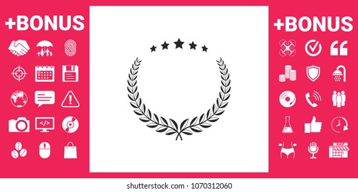 Laurel wreath with five stars - design symbol