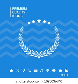 Laurel wreath with five stars - design symbol