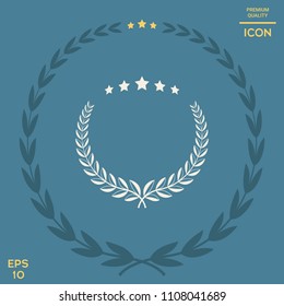 Laurel wreath with five stars - design symbol