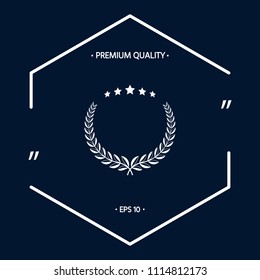 Laurel wreath with five stars - design symbol