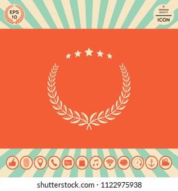 Laurel wreath with five stars - design symbol