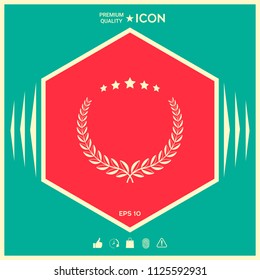 Laurel wreath with five stars - design symbol