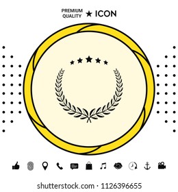 Laurel wreath with five stars - design symbol