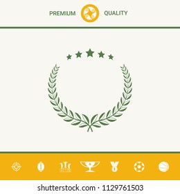 Laurel wreath with five stars - design symbol