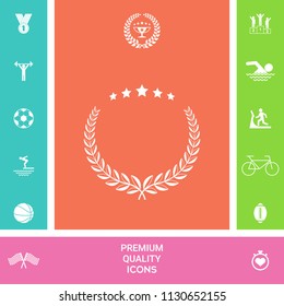 Laurel wreath with five stars - design symbol