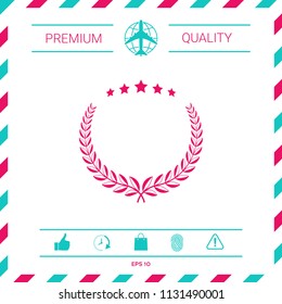 Laurel wreath with five stars - design symbol