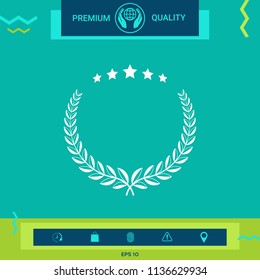 Laurel wreath with five stars - design symbol