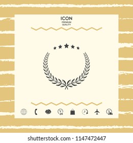 Laurel wreath with five stars - design symbol
