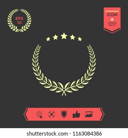 Laurel wreath with five stars - design symbol