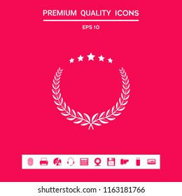 Laurel wreath with five stars - design symbol