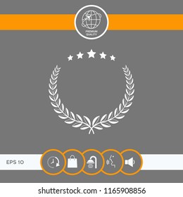 Laurel wreath with five stars - design symbol