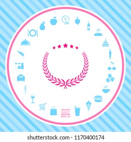 Laurel wreath with five stars - design symbol