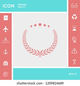 Laurel wreath with five stars - design symbol
