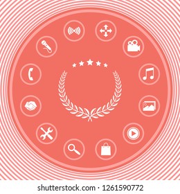 Laurel wreath with five stars - design symbol